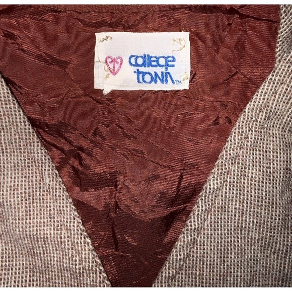 College Town Tan Tweed Waist Cinch Hippy Vest Women's Size S/M Boho VTG 1970s - Picture 4 of 5